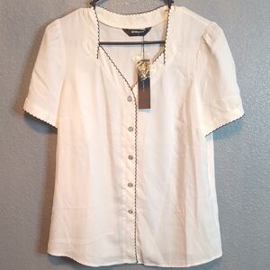 Button Down Collar Top by Allegra K